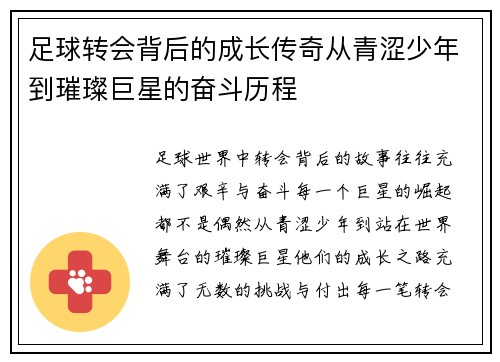 足球转会背后的成长传奇从青涩少年到璀璨巨星的奋斗历程 足球转会背后的成长传奇从青涩少年到璀璨巨星的奋斗历程